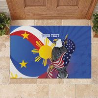 Personalized Filipino-American Rubber Doormat Philippines Coat Of Arms with Bald Eagle - Wonder Print Shop
