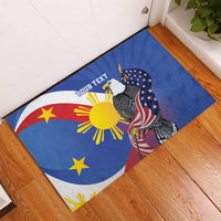 Personalized Filipino-American Rubber Doormat Philippines Coat Of Arms with Bald Eagle - Wonder Print Shop