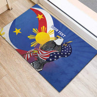 Personalized Filipino-American Rubber Doormat Philippines Coat Of Arms with Bald Eagle - Wonder Print Shop
