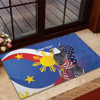 Personalized Filipino-American Rubber Doormat Philippines Coat Of Arms with Bald Eagle - Wonder Print Shop