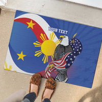 Personalized Filipino-American Rubber Doormat Philippines Coat Of Arms with Bald Eagle - Wonder Print Shop