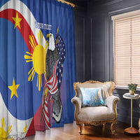 Personalized Filipino-American Window Curtain Philippines Coat Of Arms with Bald Eagle - Wonder Print Shop