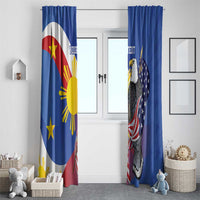 Personalized Filipino-American Window Curtain Philippines Coat Of Arms with Bald Eagle - Wonder Print Shop