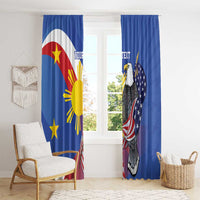 Personalized Filipino-American Window Curtain Philippines Coat Of Arms with Bald Eagle - Wonder Print Shop