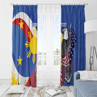 Personalized Filipino-American Window Curtain Philippines Coat Of Arms with Bald Eagle - Wonder Print Shop