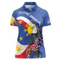 Personalized Filipino-American Women Polo Shirt Philippines Coat Of Arms with Bald Eagle - Wonder Print Shop