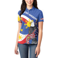 Personalized Filipino-American Women Polo Shirt Philippines Coat Of Arms with Bald Eagle - Wonder Print Shop