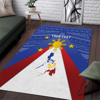 Personalized Pilipinas Eight-Rayed Sun Area Rug Philippines Map With Polynesian Style LT9 - Wonder Print Shop