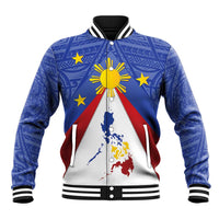 Personalized Pilipinas Eight-Rayed Sun Baseball Jacket Philippines Map With Polynesian Style LT9 - Wonder Print Shop