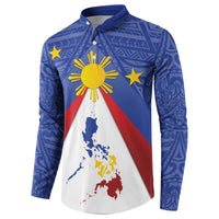 Personalized Pilipinas Eight-Rayed Sun Button Sweatshirt Philippines Map With Polynesian Style LT9 - Wonder Print Shop