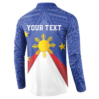 Personalized Pilipinas Eight-Rayed Sun Button Sweatshirt Philippines Map With Polynesian Style LT9 - Wonder Print Shop