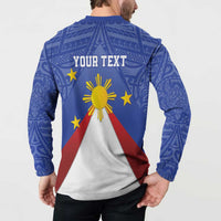 Personalized Pilipinas Eight-Rayed Sun Button Sweatshirt Philippines Map With Polynesian Style LT9 - Wonder Print Shop