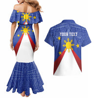 Personalized Pilipinas Eight-Rayed Sun Couples Matching Mermaid Dress and Hawaiian Shirt Philippines Map With Polynesian Style LT9 - Wonder Print Shop