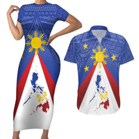 Personalized Pilipinas Eight-Rayed Sun Couples Matching Short Sleeve Bodycon Dress and Hawaiian Shirt Philippines Map With Polynesian Style LT9 - Wonder Print Shop