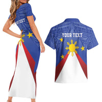 Personalized Pilipinas Eight-Rayed Sun Couples Matching Short Sleeve Bodycon Dress and Hawaiian Shirt Philippines Map With Polynesian Style LT9 - Wonder Print Shop