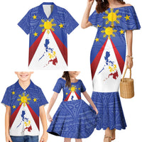 Personalized Pilipinas Eight-Rayed Sun Family Matching Mermaid Dress and Hawaiian Shirt Philippines Map With Polynesian Style LT9 - Wonder Print Shop