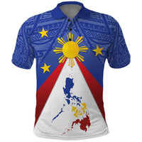 Personalized Pilipinas Eight-Rayed Sun Polo Shirt Philippines Map With Polynesian Style - Wonder Print Shop