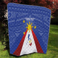 Personalized Pilipinas Eight-Rayed Sun Quilt Philippines Map With Polynesian Style - Wonder Print Shop