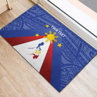Personalized Pilipinas Eight-Rayed Sun Rubber Doormat Philippines Map With Polynesian Style - Wonder Print Shop