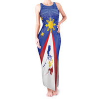 Personalized Pilipinas Eight-Rayed Sun Tank Maxi Dress Philippines Map With Polynesian Style - Wonder Print Shop