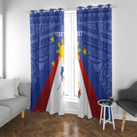 Personalized Pilipinas Eight-Rayed Sun Window Curtain Philippines Map With Polynesian Style - Wonder Print Shop
