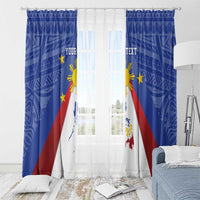 Personalized Pilipinas Eight-Rayed Sun Window Curtain Philippines Map With Polynesian Style - Wonder Print Shop