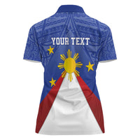 Personalized Pilipinas Eight-Rayed Sun Women Polo Shirt Philippines Map With Polynesian Style - Wonder Print Shop