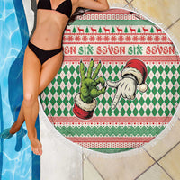 Six Seven Meme Beach Blanket Funny Green Hand Christmas - Wonder Print Shop