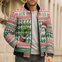 Six Seven Meme Personalized Bomber Puffer Jacket Funny Green Hand Christmas - Wonder Print Shop