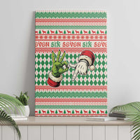 Six Seven Meme Canvas Wall Art Funny Green Hand Christmas - Wonder Print Shop