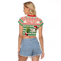 Six Seven Meme Personalized Raglan Cropped T Shirt Funny Green Hand Christmas - Wonder Print Shop