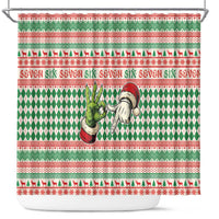 Six Seven Meme Shower Curtain Funny Green Hand Christmas - Wonder Print Shop