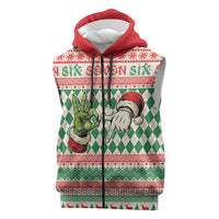 Six Seven Meme Personalized Sleeveless Zip Hoodie Funny Green Hand Christmas - Wonder Print Shop