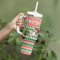 Six Seven Meme Personalized Tumbler With Handle Funny Green Hand Christmas - Wonder Print Shop