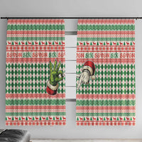 Six Seven Meme Window Curtain Funny Green Hand Christmas - Wonder Print Shop