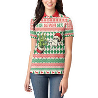 Six Seven Meme Personalized Women Polo Shirt Funny Green Hand Christmas - Wonder Print Shop