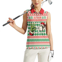 Six Seven Meme Personalized Women Sleeveless Polo Shirt Funny Green Hand Christmas - Wonder Print Shop