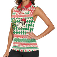 Six Seven Meme Personalized Women Sleeveless Polo Shirt Funny Green Hand Christmas - Wonder Print Shop