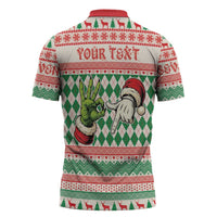 Six Seven Meme Personalized Zipper Polo Shirt Funny Green Hand Christmas - Wonder Print Shop