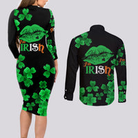 Kiss Me Im Irish St Patricks Day Couples Matching Long Sleeve Bodycon Dress and Long Sleeve Button Shirt LT9 - Wonder Print Shop