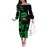 Kiss Me Im Irish St Patricks Day Family Matching Off Shoulder Long Sleeve Dress and Hawaiian Shirt - Wonder Print Shop