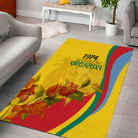 Grenada Independence Day Area Rug Bougainvillea Flowers Flag Style LT9 - Wonder Print Shop