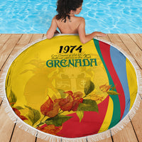 Grenada Independence Day Beach Blanket Bougainvillea Flowers Flag Style LT9 - Wonder Print Shop