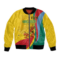 Grenada Independence Day Bomber Jacket Bougainvillea Flowers Flag Style LT9 - Wonder Print Shop