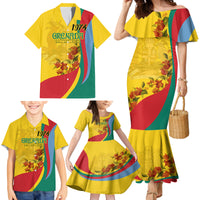 Grenada Independence Day Family Matching Mermaid Dress and Hawaiian Shirt Bougainvillea Flowers Flag Style LT9 - Wonder Print Shop