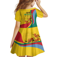 Grenada Independence Day Family Matching Short Sleeve Bodycon Dress and Hawaiian Shirt Bougainvillea Flowers Flag Style - Wonder Print Shop