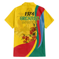 Grenada Independence Day Family Matching Short Sleeve Bodycon Dress and Hawaiian Shirt Bougainvillea Flowers Flag Style - Wonder Print Shop
