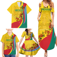 Grenada Independence Day Family Matching Summer Maxi Dress and Hawaiian Shirt Bougainvillea Flowers Flag Style - Wonder Print Shop