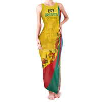 Grenada Independence Day Family Matching Tank Maxi Dress and Hawaiian Shirt Bougainvillea Flowers Flag Style - Wonder Print Shop