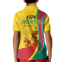 Grenada Independence Day Kid Polo Shirt Bougainvillea Flowers Flag Style - Wonder Print Shop